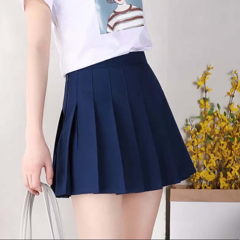 New Navy Blue Small Pleated Tennis Skirt Skort